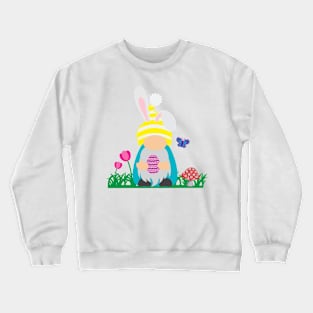 Easter Gnome Yellow Hat in a Garden Crewneck Sweatshirt